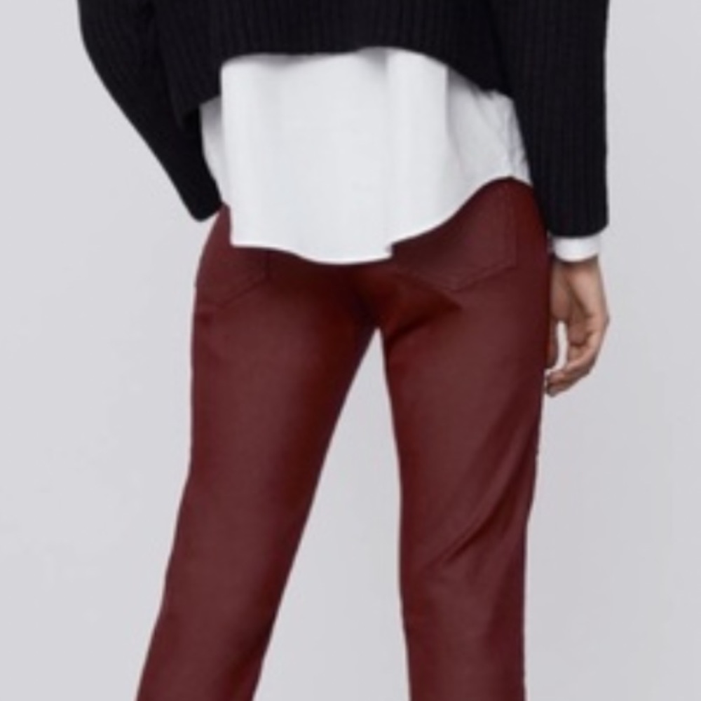 Zara Coated Pants - Burgundy Size 4